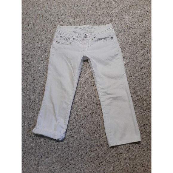 7/27 Grace In La Low Rise Embellished White Bling Capris - Picture 3 of 5